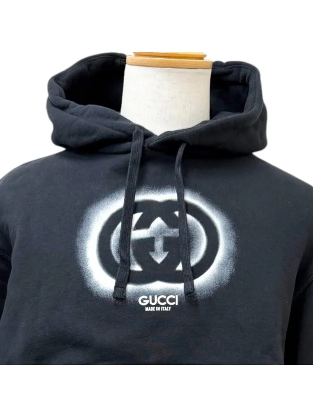 Gucci Interlocking Logo Print Sweatshirt Hoodie Black XS